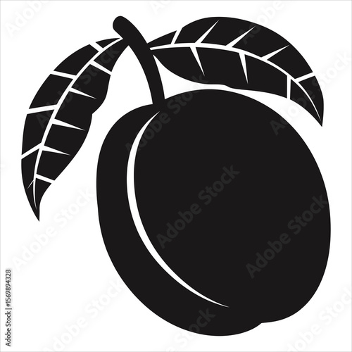 Black plum with leaves fruit white