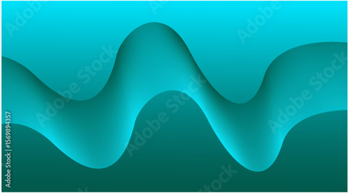 Abstract Blend Wavy Curved Background Blue Cyan Design Vector Illustration