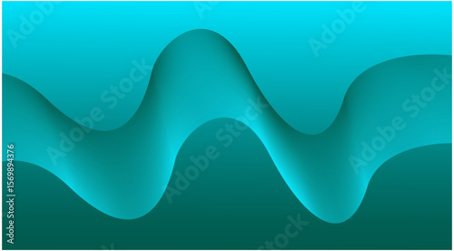 Abstract Blend Wavy Curved Background Blue Cyan Design Vector Illustration