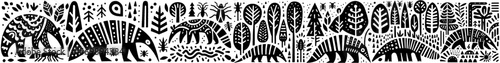 Hand‑Drawn Anteater Illustration, Tribal Jungle Folk Art Pattern Vector for Wildlife and Nature Adventure Themes Design