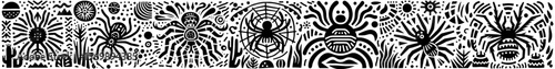 Hand‑Drawn Tarantula Illustration, Tribal Jungle Folk Art Pattern Vector for Insect and Wildlife Adventure Themes Design