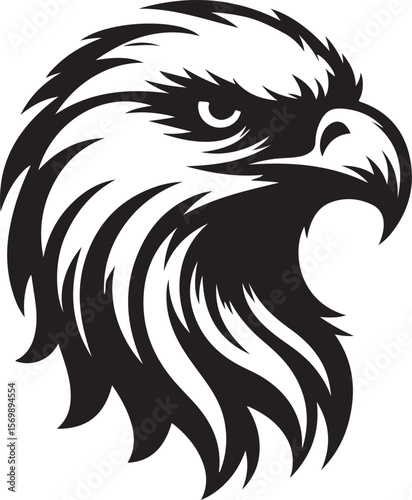 a silhouette eagle face vector