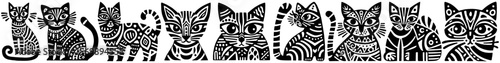 Hand‑Drawn Bengal Cat Illustration, Tribal Exotic Folk Art Pattern Vector for Pet and Domestic Wildlife Theme Designs