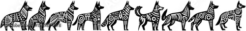 Hand‑Drawn German Shepherd Illustration, Tribal Loyal Folk Art Pattern Vector for Pet and Working Dog Theme Designs