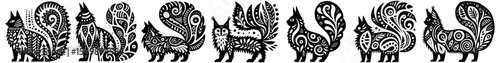 Hand‑Drawn Maine Coon Illustration, Tribal Feline Folk Art Pattern Vector for Pet and Domestic Life Theme Designs