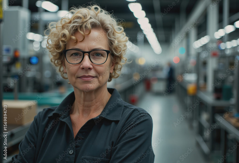 Fototapeta premium Factory shift supervisor overseeing a seasonal packaging line