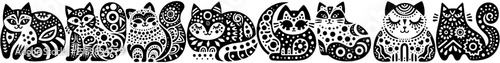 Hand‑Drawn Ragdoll Cat Illustration, Tribal Gentle Folk Art Pattern Vector for Pet and Cozy Domestic Life Theme Designs