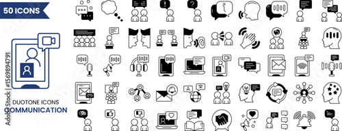 Wallpaper Mural Communication icon set in duotone style. Containing dialogue, communication, talk, speech, discussion, chat, conference, meeting, voice, speech bubble, support and more. Vector illustration Torontodigital.ca