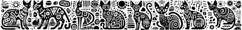 Hand‑Drawn Sphynx Cat Illustration, Tribal Unique Folk Art Pattern Vector for Pet and Modern Aesthetic Theme Designs