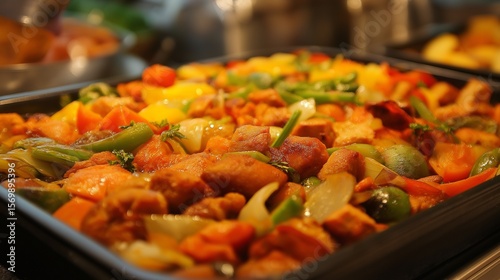 Colorful Roasted Vegetables and Chicken Dish