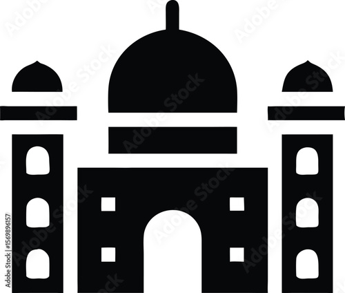 Architectural icon. taj mahal black silhouette