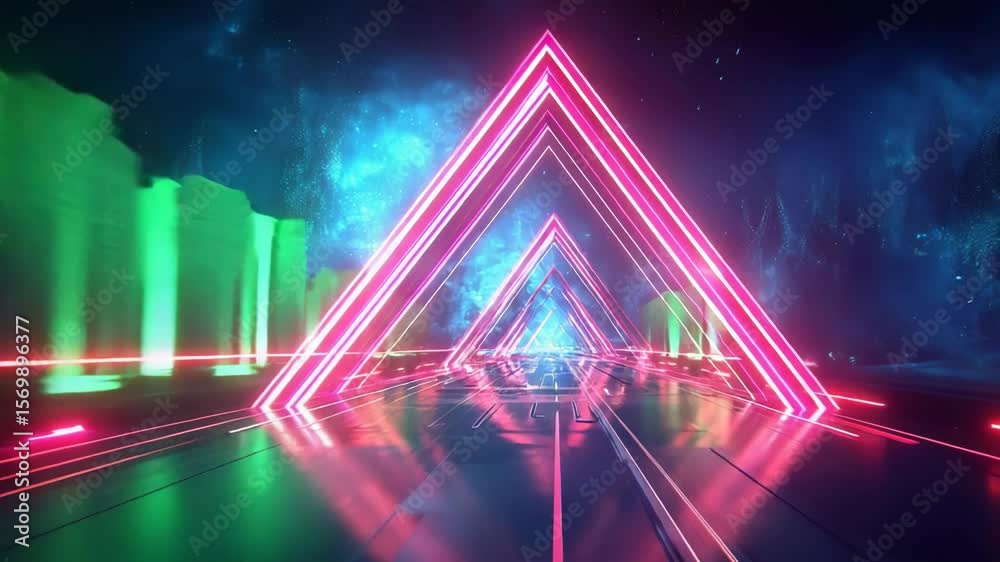 Neon triangular tunnel