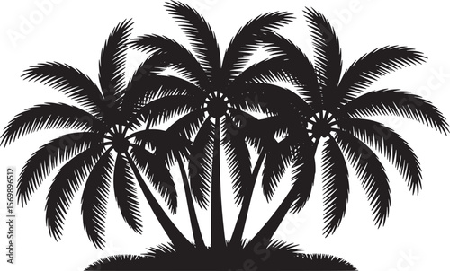  Tropical Palm Tree Silhouettes with Dynamic Shadow Effect: Exotic Beach and Island Vector Art.