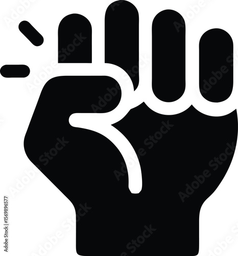 Black and white fist icon illustration