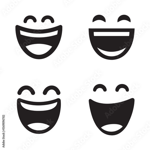 Happy Emoji Faces Set Laughing Smile Icons Collection