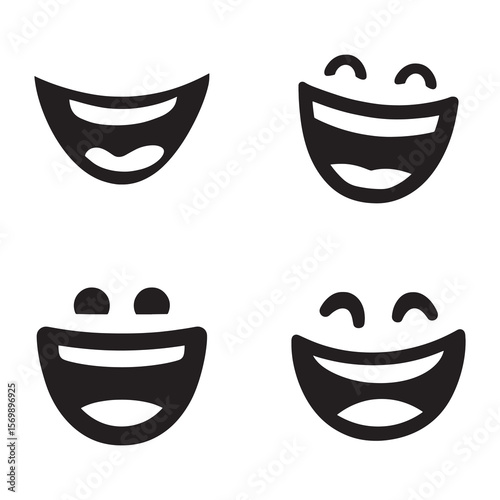 Happy Emoji Faces Set Laughing Smile Icons Collection