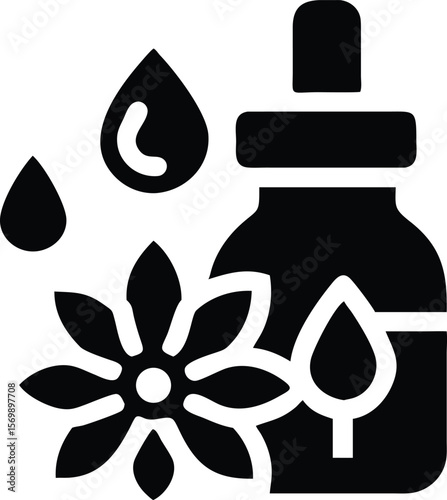 Essential oil dropper and flower vector