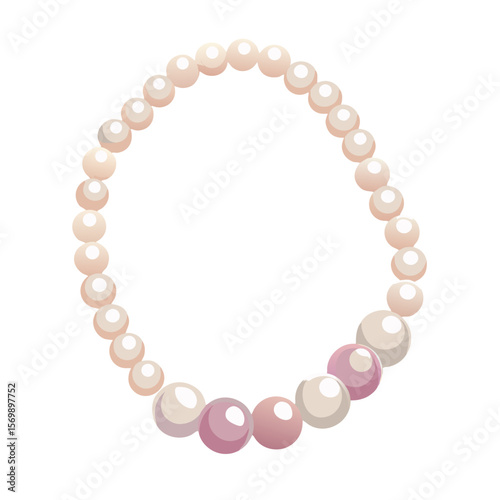 A circular pearl necklace featuring cream and blush-toned beads with lustrous highlights, arranged in an elegant loop