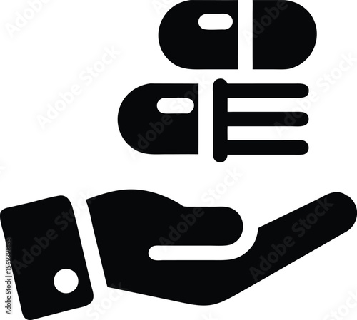 Hand holding pills healthcare icon