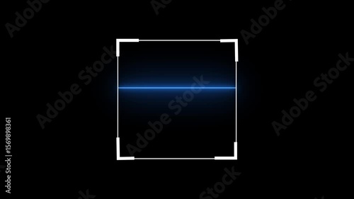Glowing laser scanning icon with minimal line animation. Scanning icon animation with minimal lines and glowing square effects on dark modern digital background. scanning process