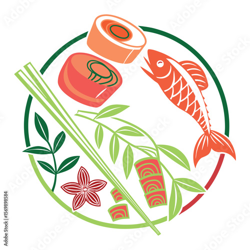 sushi pieces with chopsticks
