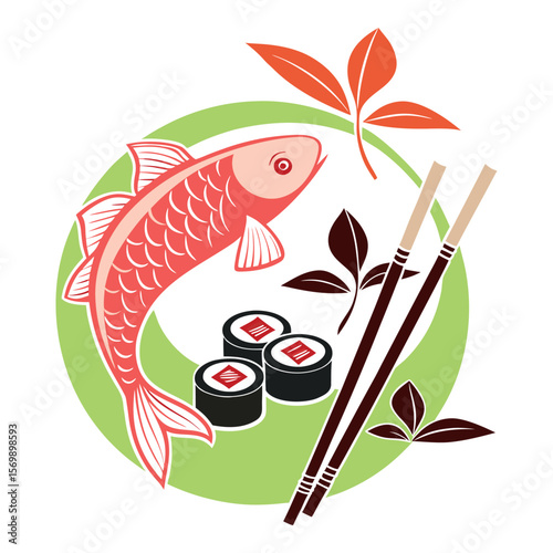 sushi pieces with chopsticks