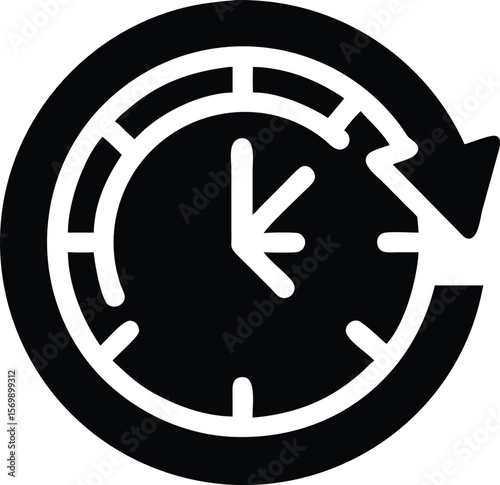 Time management circular clock icon