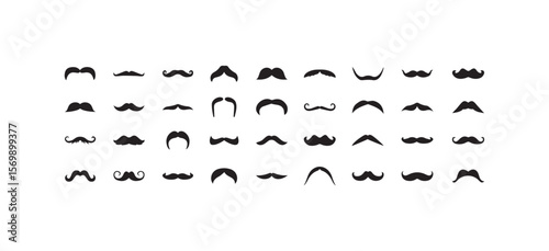 set of mustaches. mustache icon collection. collection of mustaches