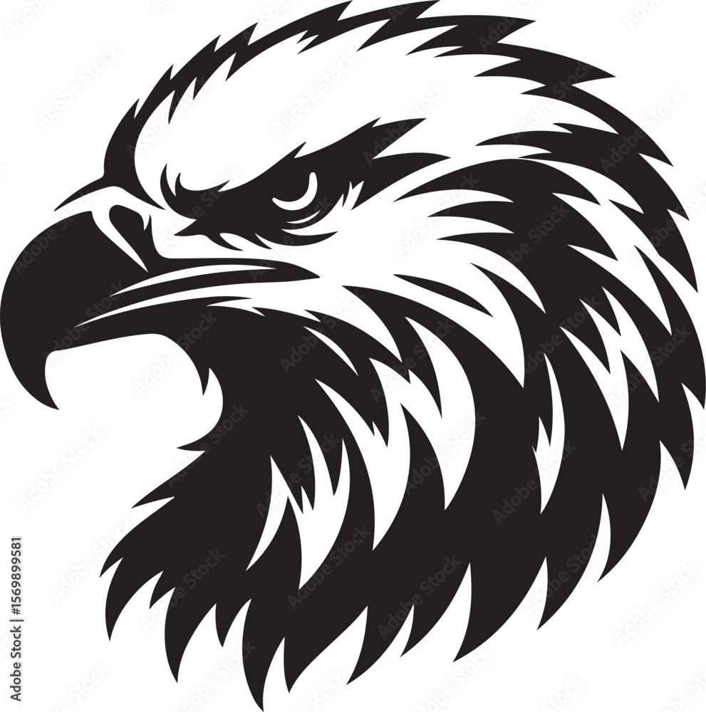 Obraz premium a silhouette eagle face vector