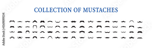 set of mustaches. Set of moustache icons. vector mustache set. Vector illustration