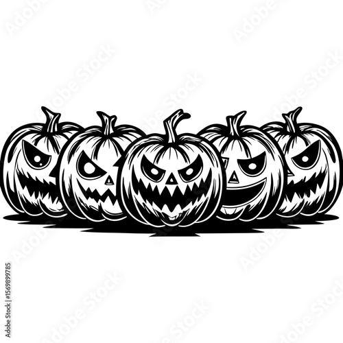 Scary Jack-o'-Lantern Pumpkin Halloween Silhouette Collection