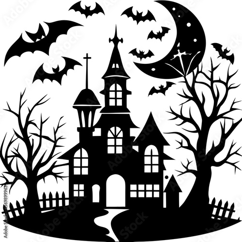 Spooky Haunted Mansion Silhouette Decor