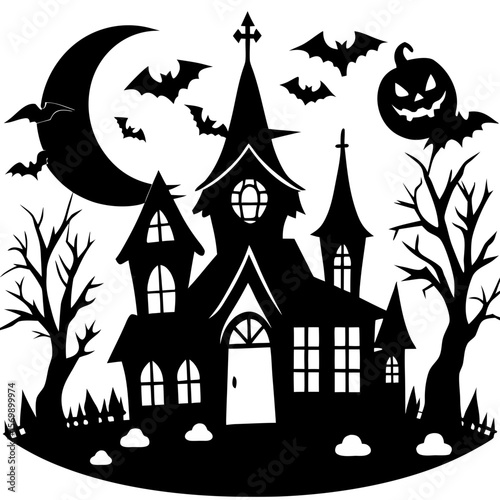 Spooky Haunted Mansion Silhouette Decor