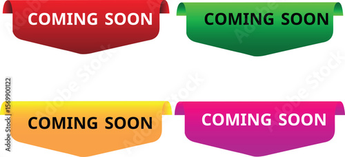 Coming Soon Sticker Label Set  Colorful Red Tags for New Product Launch