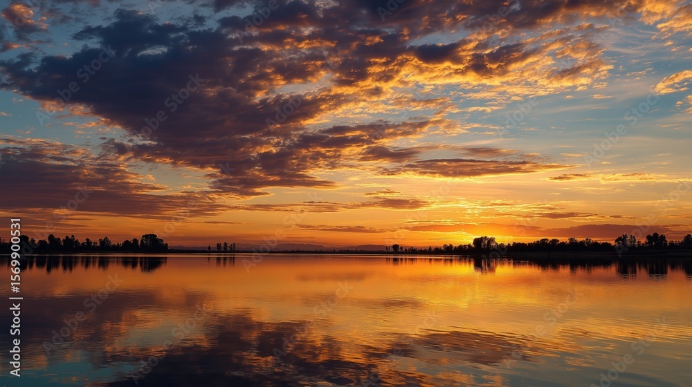 Naklejka premium Tranquil Sunset Over Water