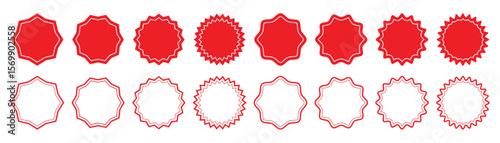Set of Red starburst sticker set. shapes, Special offer discount price tag. Starburst sale price stickers and labels. Isolated vector illustration.