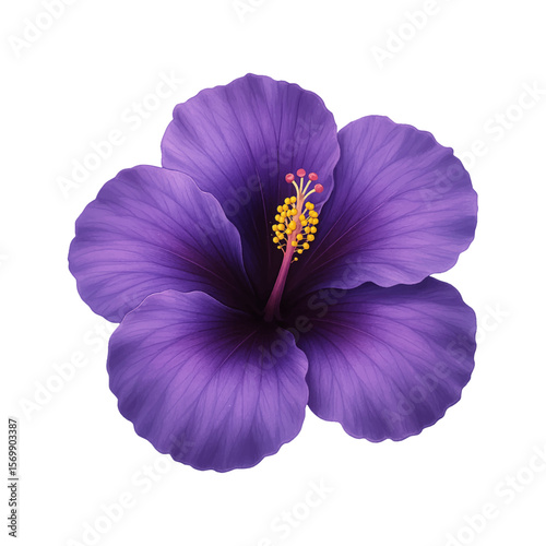 Purple Hibiscus Flower Isolated on White Background