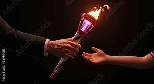 Passing the Torch: A Symbolic Handoff of Legacy and Future Aspirations