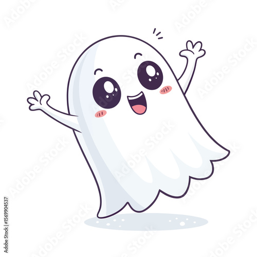 Funny cartoon zombie dental illustration with a cute, happy polar bear mascot character