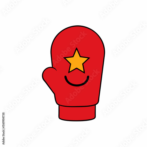 Red Boxing Glove with Star Emblem and Confident Grin