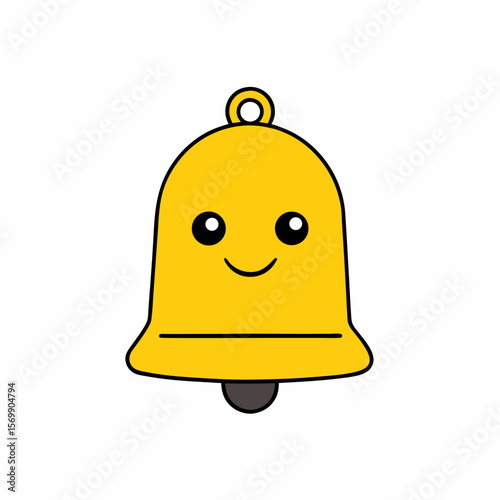Yellow Bell with Ringing Motion and Smiling Face