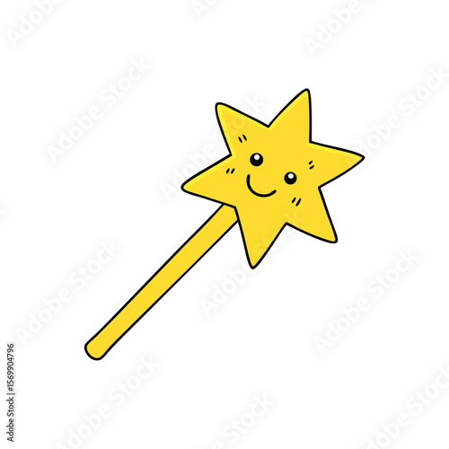 Yellow Star Wand Emitting Glitter and Joyful Face