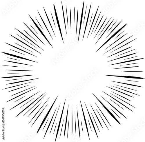 Black abstract radiating lines burst graphic design comic