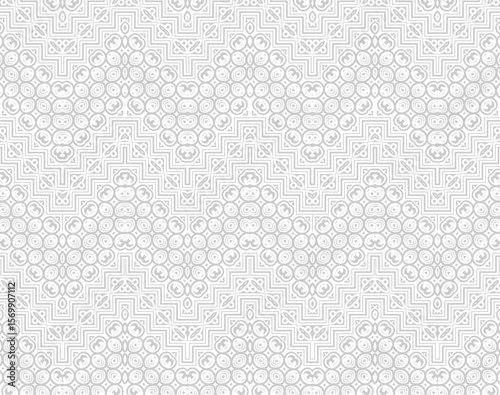 Ornamental Seamless Repetitive Grey Pattern Design with Chevron Accents