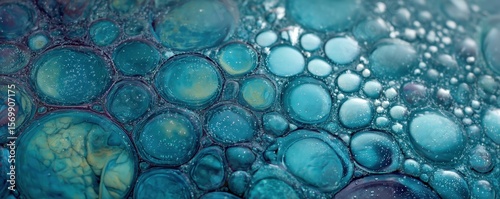 Close-up view of swirling, textured circles in a teal color scheme.