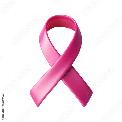 3d Pink Ribbon Icon — Breast Cancer Awareness Symbol