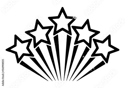 Black stars bursting outwards with radiating lines vector
