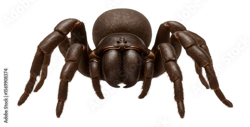 Quadro su tela Trapdoor spider with stocky body and powerful front legs, dark brown exoskeleton