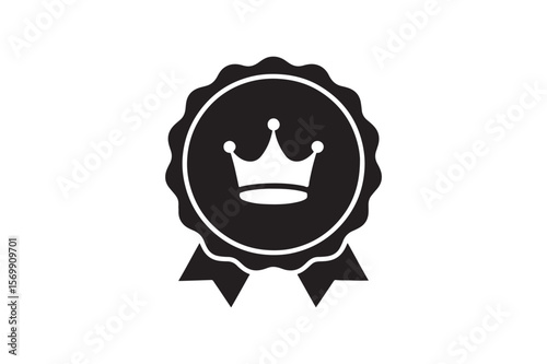 Crown emblem badge silhouette vector art illustration on white background