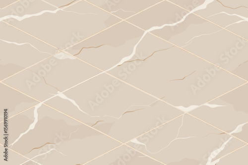 Seamless Beige Marble Tile Pattern with Veins for Backgrounds and Designs